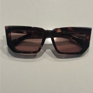 MaxMara Brown Tortoiseshell Rectangular Women's Sunglasses